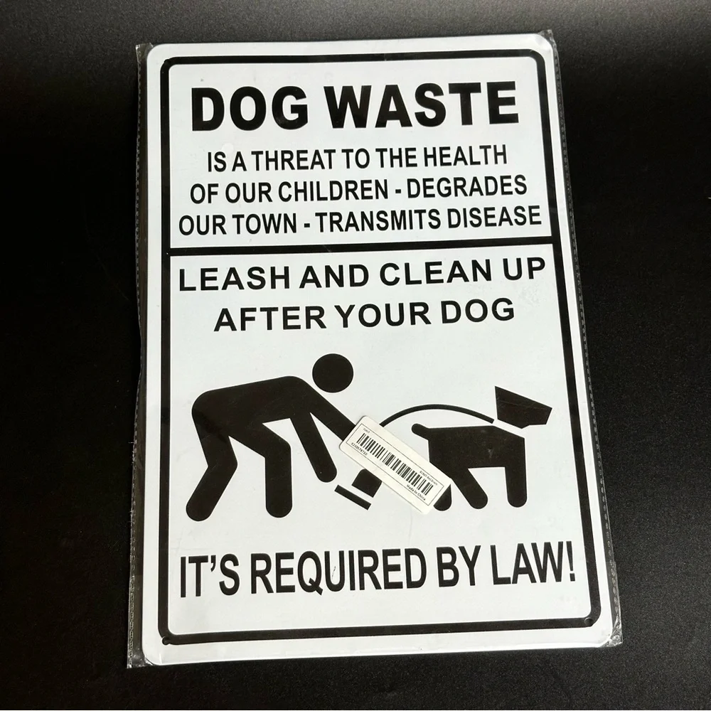 Dog Waste Clean-Up Sign - Black and White